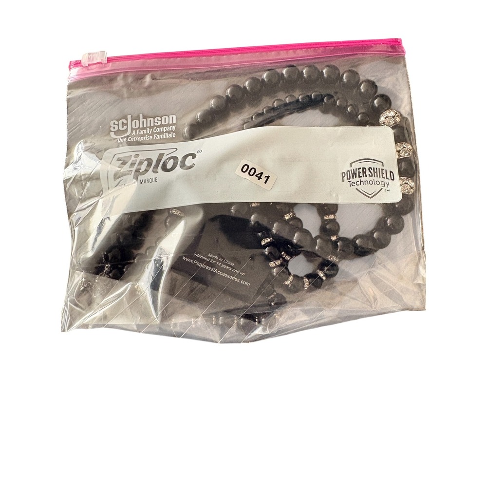 Paparazzi Black Bead Rhinestone Necklace and Bracelet Jewelry Set - Picture 6 of 6